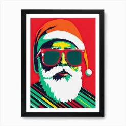 Santa Claus, Christmas Pop Art Art Print -Xmas Gifts Hub m2Fgen2Fart print std portrait framed black2F0499bc82 9e88 413b bc85 32fd566829d6