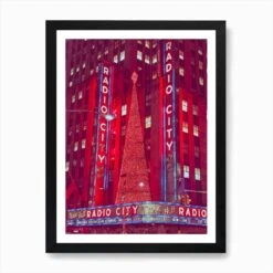 Radio City Hall In Christmas, New York Art Print -Xmas Gifts Hub m2Fgen2Fart print std portrait framed black2F0bc593e1 4fed 46b7 afe1 881a396ec73a
