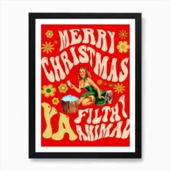Retro Christmas Decor Art Print -Xmas Gifts Hub m2Fgen2Fart print std portrait framed black2F0f90226b 523c 4219 bf6f dd66911ed944