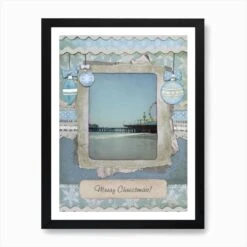 Blue Merry Christmas Santa Monica Pier Scrapbook Page Art Print -Xmas Gifts Hub m2Fgen2Fart print std portrait framed black2F1ea8ce02 77d8 4070 ba30 47c3a56e9a16