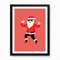 Santa Claus Dancing 22, Christmas Art Print -Xmas Gifts Hub m2Fgen2Fart print std portrait framed black2F3958c9f8 2a8b 4854 85fb e88c488d8036
