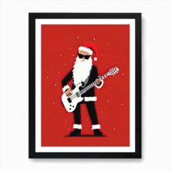 Santa Claus Playing Guitar, Christmas Art Print -Xmas Gifts Hub m2Fgen2Fart print std portrait framed black2F44a8ac75 8c69 4997 b4f0 9578bbac0e16