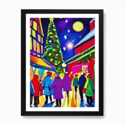 Christmas Market Art Print -Xmas Gifts Hub m2Fgen2Fart print std portrait framed black2F5228cafa 1a82 4553 a047 4c51b5822356