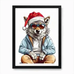 Wolf Christmas Hat Art Print 12 Wolf Christmas Hat Art Print -Xmas Gifts Hub m2Fgen2Fart print std portrait framed black2F5536d083 e218 434f 900b 80ebceb16bb5