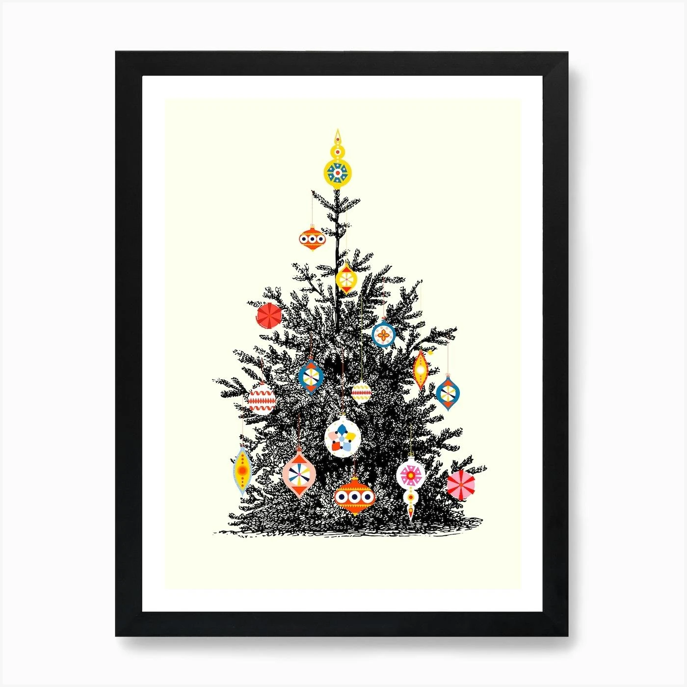 Retro Decorated Christmas Tree Art Print 7 Retro Decorated Christmas Tree Art Print - Image 5