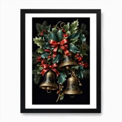 Christmas Bells Art Print -Xmas Gifts Hub m2Fgen2Fart print std portrait framed black2F59520590 ad1c 4d9a 8aaa d1cc2a5931fb