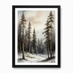 Winter Pine Forest Christmas Painting (18) Art Print -Xmas Gifts Hub m2Fgen2Fart print std portrait framed black2F5a98db18 bacd 4d18 8de3 81dff0f98a15