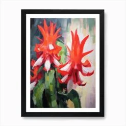 Cactus Painting Christmas Cactus 2 Art Print -Xmas Gifts Hub m2Fgen2Fart print std portrait framed black2F5e13a2e3 dd22 4d5f b9dd 767d9b2da012
