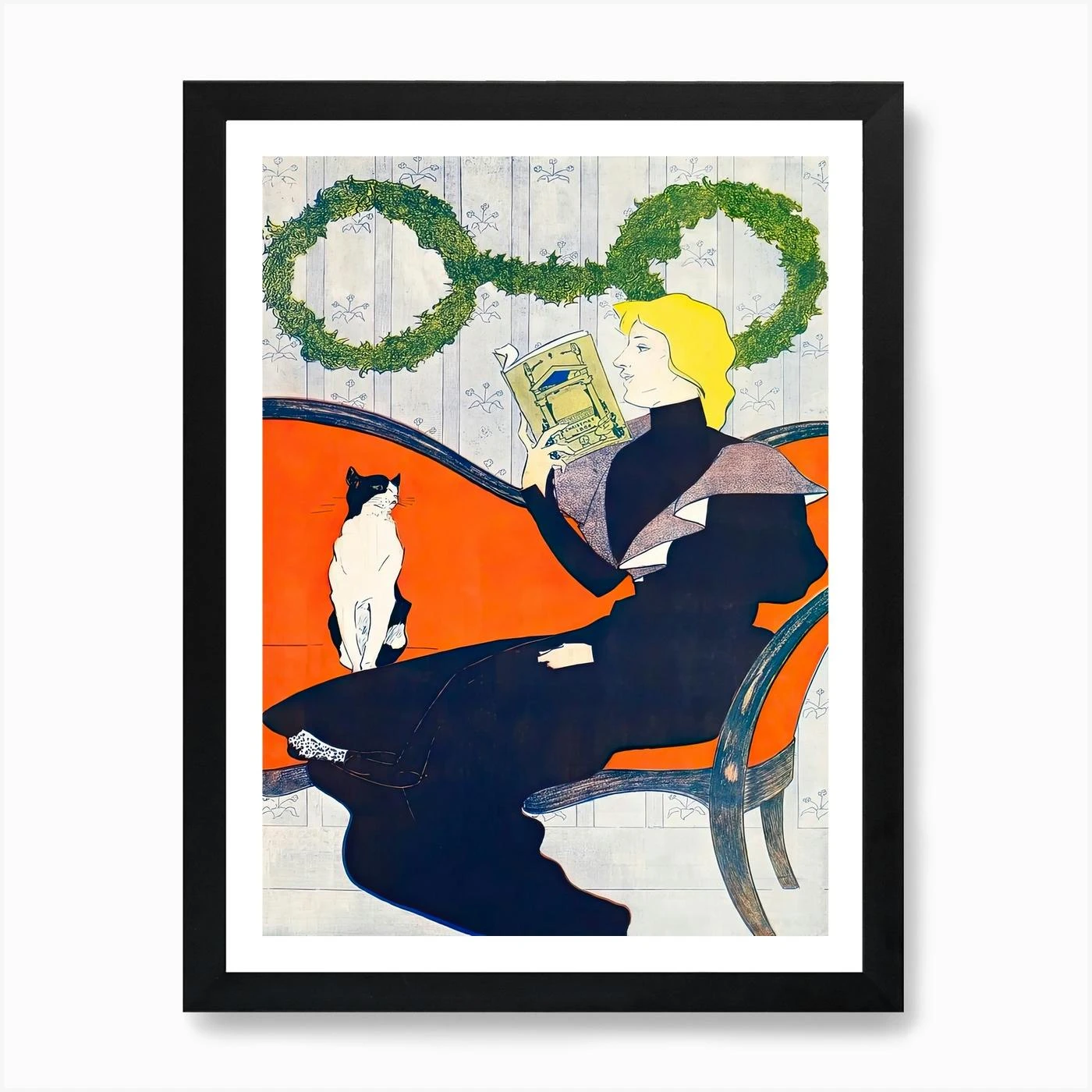 Woman Reading A Book During Christmas Illustration, Edward Penfield Art Print 7 Woman Reading A Book During Christmas Illustration, Edward Penfield Art Print - Image 5