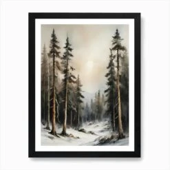 Winter Pine Forest Christmas Painting (13) Art Print -Xmas Gifts Hub m2Fgen2Fart print std portrait framed black2F5f5d26ce 0afc 48cb b547 abe648f187e7