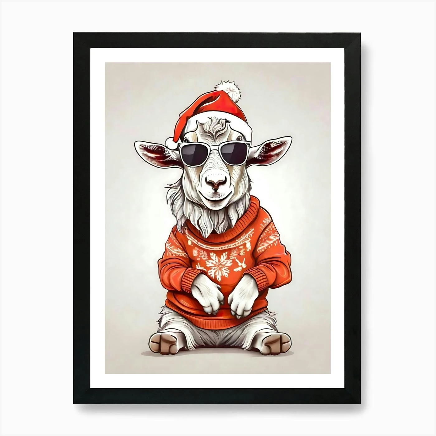 Goat Christmas Hat Art Print 7 Goat Christmas Hat Art Print - Image 5