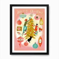 Midcentury Christmas Baubles Art Print -Xmas Gifts Hub m2Fgen2Fart print std portrait framed black2F830aed67 9bb3 4e6d 9437 8769bcb4ac6f