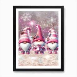 Christmas Gnomes In Pink Art Print -Xmas Gifts Hub m2Fgen2Fart print std portrait framed black2F8d1bb5ef 4cb9 4b11 908b 0f8b6475f011
