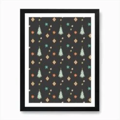Christmas Tree Repeat Charcoal Art Print -Xmas Gifts Hub m2Fgen2Fart print std portrait framed black2F8e286813 1f5d 4b77 b41a e08f56b85271