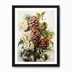 Pine Cone Christmas Art Print -Xmas Gifts Hub m2Fgen2Fart print std portrait framed black2F922bec7d ca3f 4f3c b96c bffbe6dcdcf7