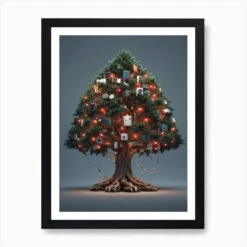 Christmas Tree 6 Art Print -Xmas Gifts Hub m2Fgen2Fart print std portrait framed black2F9263aa56 add2 4f09 a749 ab6decba67cc