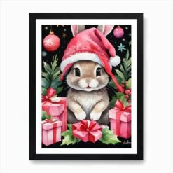 Cute Little Christmas Bunny Art Print -Xmas Gifts Hub m2Fgen2Fart print std portrait framed black2F9665800c 54d2 4dfe 889a 81c6cdefb836