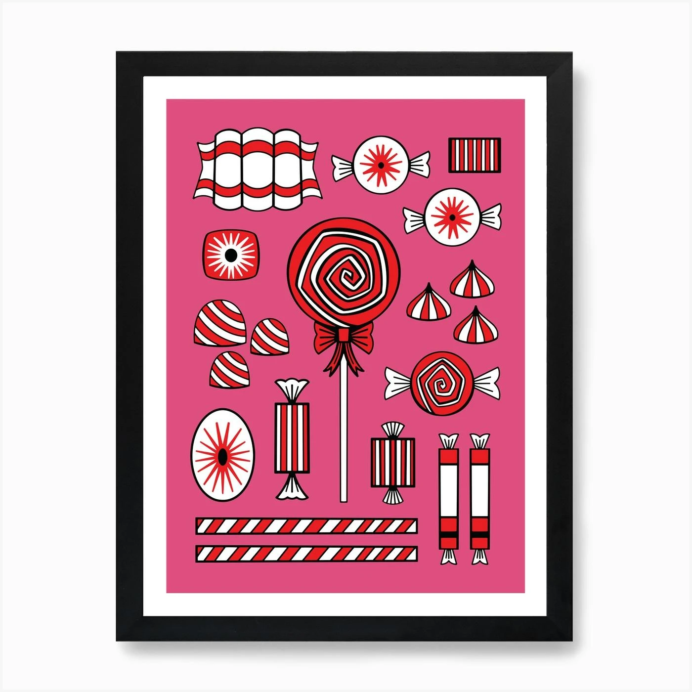 Pink Peppermint Christmas Candy Illustrated Art Print 7 Pink Peppermint Christmas Candy Illustrated Art Print - Image 5