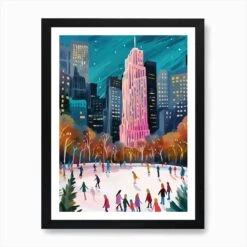New York The Rink At Rockefeller Center Winter Christmas Travel Painting Art Print -Xmas Gifts Hub m2Fgen2Fart print std portrait framed black2Faeaf312f 4786 48ac a4f6 4429429fda0f
