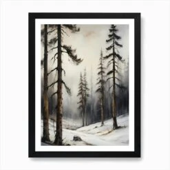 Winter Pine Forest Christmas Painting (20) Art Print -Xmas Gifts Hub m2Fgen2Fart print std portrait framed black2Fb47013f4 43c7 4b03 826f 74a07f0dd883