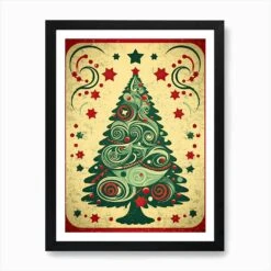 Christmas Tree, Vintage Art Print -Xmas Gifts Hub m2Fgen2Fart print std portrait framed black2Fe5a60d08 bed5 4f32 b61d 33ce4cc3127f