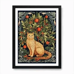 William Morris Style Christmas Cat 9 Art Print -Xmas Gifts Hub m2Fgen2Fart print std portrait framed black2Ffb37c98e d5c4 4d36 9352 c27fd621b144