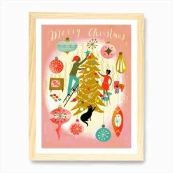 Midcentury Christmas Baubles Art Print -Xmas Gifts Hub m2Fgen2Fart print std portrait framed oak2F13b233c7 ef3b 4bef b366 23f437d575b5