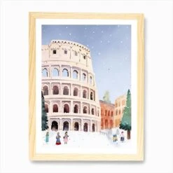 Rome Italy Snow Travel Christmas Painting Blue Art Print -Xmas Gifts Hub m2Fgen2Fart print std portrait framed oak2F18836fa9 a40b 434b 8eab c9367fa9b0d4