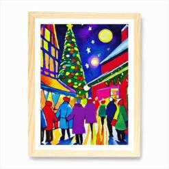 Christmas Market Art Print -Xmas Gifts Hub m2Fgen2Fart print std portrait framed oak2F1fc6342e aade 4793 8612 3a119588c311
