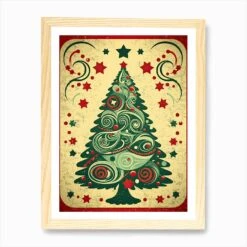 Christmas Tree, Vintage Art Print -Xmas Gifts Hub m2Fgen2Fart print std portrait framed oak2F25e25cd1 fbe3 4a38 8d57 76675f7d4a7c