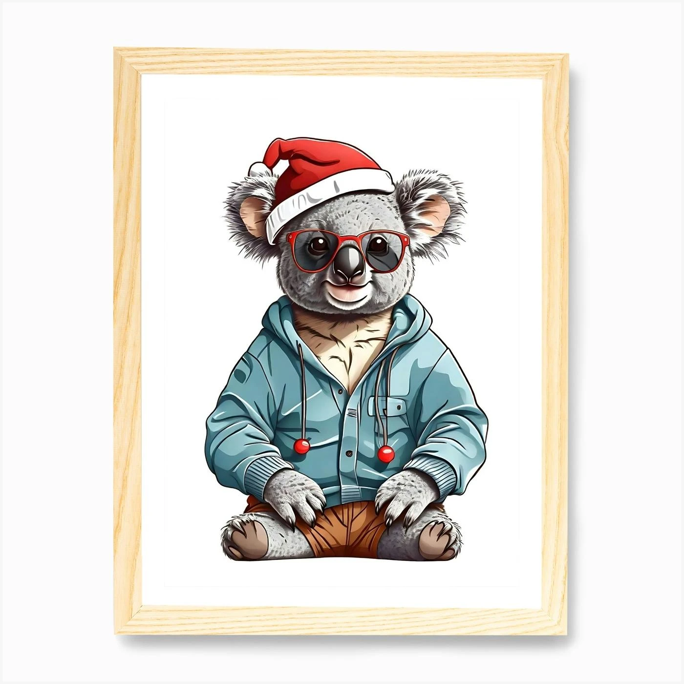 Koala Christmas Hat Art Print 6 Koala Christmas Hat Art Print - Image 4