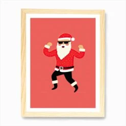 Santa Claus Dancing 22, Christmas Art Print -Xmas Gifts Hub m2Fgen2Fart print std portrait framed oak2F2d8aa12d 9510 4f1d 881a 6e6e46dc4341