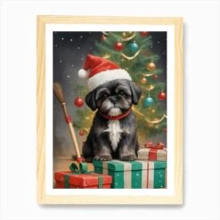 Christmas Shih Tzu Dog Wear Santa Hat (17) Art Print -Xmas Gifts Hub m2Fgen2Fart print std portrait framed oak2F30bea921 f0ac 47e7 a4aa d3515f79cdd1