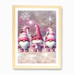 Christmas Gnomes In Pink Art Print -Xmas Gifts Hub m2Fgen2Fart print std portrait framed oak2F317b9b47 59bc 47a5 9c17 5fd0260c2564
