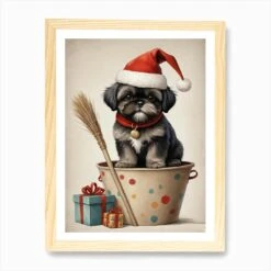 Christmas Shih Tzu Dog Wear Santa Hat (12) Art Print -Xmas Gifts Hub m2Fgen2Fart print std portrait framed oak2F62bcc7eb 985e 48cf 80ce 96855ffe193b