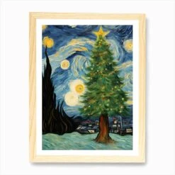 Christmas Tree Van Gogh Style Art Print -Xmas Gifts Hub m2Fgen2Fart print std portrait framed oak2F75f89554 4e77 4c75 9bec 1a62708dd7f2