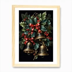 Christmas Bells Art Print -Xmas Gifts Hub m2Fgen2Fart print std portrait framed oak2F83090ba7 631f 44dd 943e 64430f491400