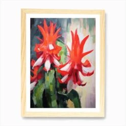 Cactus Painting Christmas Cactus 2 Art Print -Xmas Gifts Hub m2Fgen2Fart print std portrait framed oak2F9427d370 2965 447a af32 8139150c9ba8
