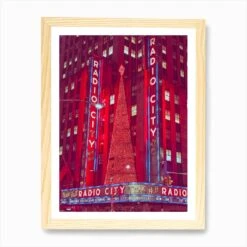 Radio City Hall In Christmas, New York Art Print -Xmas Gifts Hub m2Fgen2Fart print std portrait framed oak2Fad56f996 ffd1 42d4 b72e ad28e1e492c3