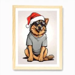 German Sherpherd Dog Christmas Hat Art Print -Xmas Gifts Hub m2Fgen2Fart print std portrait framed oak2Fc83bdf9e ad46 42ac ad9e 7ee13798b922
