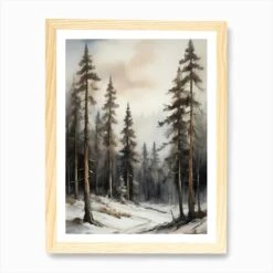 Winter Pine Forest Christmas Painting (18) Art Print -Xmas Gifts Hub m2Fgen2Fart print std portrait framed oak2Fce90c222 d508 4f72 bf03 e5b44ccd92f0