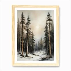 Winter Pine Forest Christmas Painting (13) Art Print -Xmas Gifts Hub m2Fgen2Fart print std portrait framed oak2Fdf77378d 7749 44bf 8ea8 da82a2dcf1ff