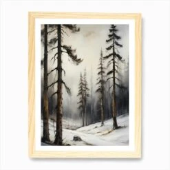 Winter Pine Forest Christmas Painting (20) Art Print -Xmas Gifts Hub m2Fgen2Fart print std portrait framed oak2Fdfb6e50e 85fa 4aab 8c76 47bc4d0bcad5