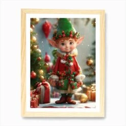 Christmas Elf Art Print -Xmas Gifts Hub m2Fgen2Fart print std portrait framed oak2Ff647742c 092f 47f8 bb2c bc81dd0d25f9