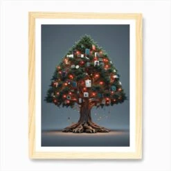 Christmas Tree 6 Art Print -Xmas Gifts Hub m2Fgen2Fart print std portrait framed oak2Fffa93f7b aad9 4b2e a6ce a237f4674b8a