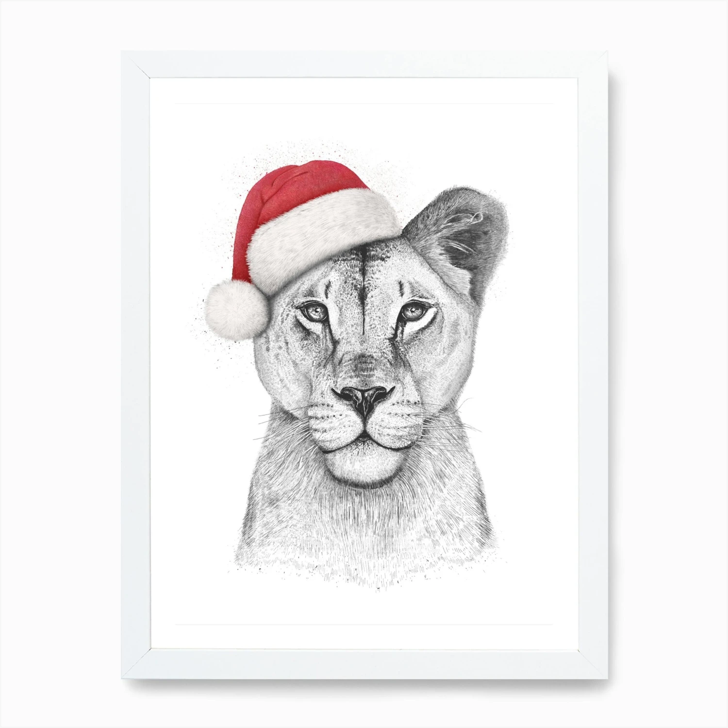 Christmas Lioness Art Print 5 Christmas Lioness Art Print - Image 3