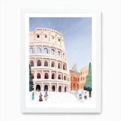Rome Italy Snow Travel Christmas Painting Blue Art Print -Xmas Gifts Hub m2Fgen2Fart print std portrait framed white2F0838eedf 4251 412d 8e75 b25ca00aa7c6