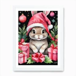 Cute Little Christmas Bunny Art Print -Xmas Gifts Hub m2Fgen2Fart print std portrait framed white2F0c9c15af 43de 40f0 be83 55fc245eb277