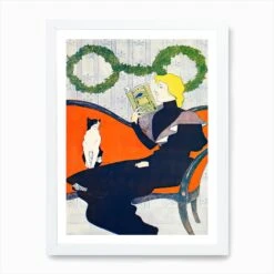 Woman Reading A Book During Christmas Illustration, Edward Penfield Art Print 10 Woman Reading A Book During Christmas Illustration, Edward Penfield Art Print -Xmas Gifts Hub m2Fgen2Fart print std portrait framed white2F22ab0e3e c69b 42db 9f1e b03fa6b95ae5