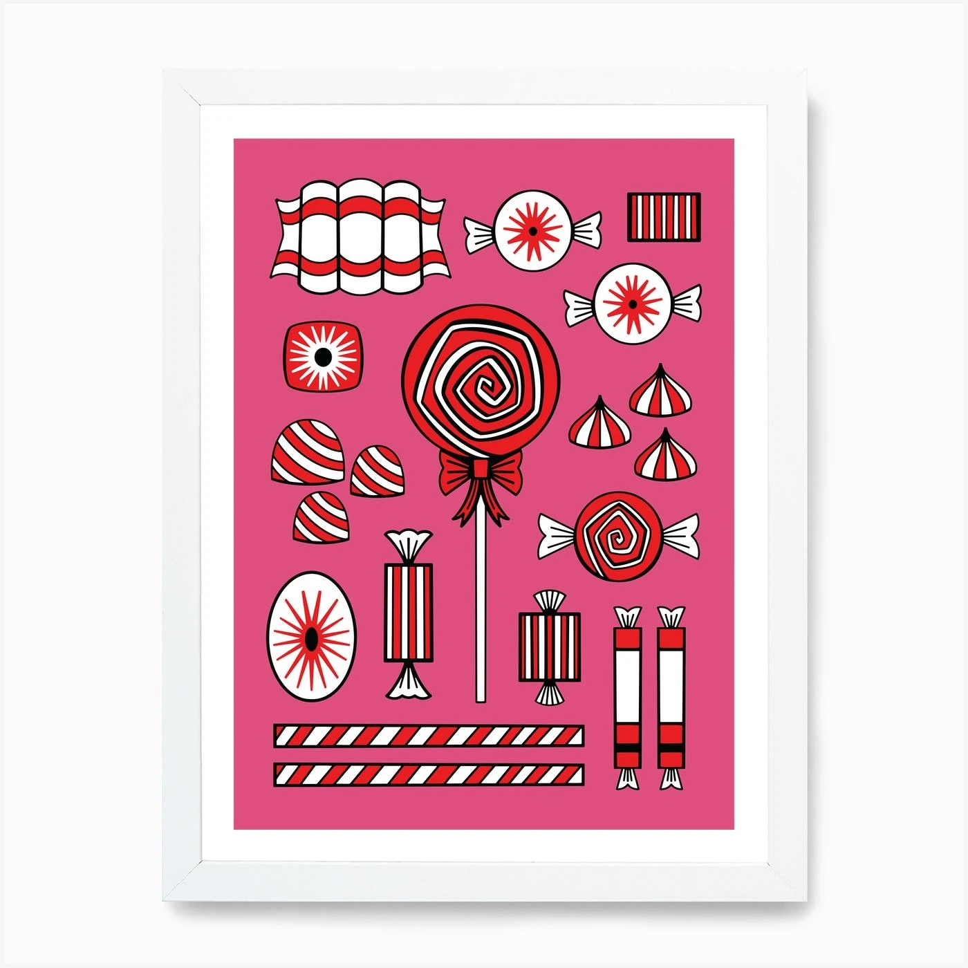 Pink Peppermint Christmas Candy Illustrated Art Print 5 Pink Peppermint Christmas Candy Illustrated Art Print - Image 3